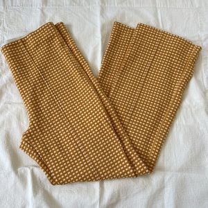 Mustard yellow checkered cropped flare pant